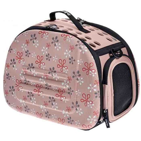 Ibiyaya складная сумка-переноска для кошек весом до 6 кг - бледно-розовая в цветочек фото 1