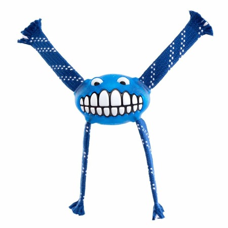 Игрушка для собак ROGZ Flossy Grinz M с принтом "зубы" и пищалкой синяя - 210 мм фото 1