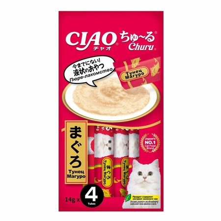 Inaba Ciao Churu лакомство-пюре для взрослых кошек с тунцом магуро - 14 г х 4 шт фото 1