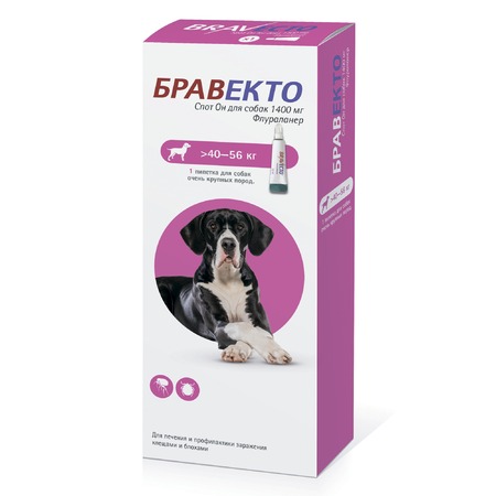 Intervet Бравекто капли от блох и клещей для собак массой от 40 до 56 кг фото 1