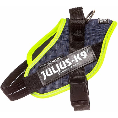 Julius-K9 шлейка для собак IDC-Powerharness Mini, 40-53 см/ 4-7 кг, джинса-зеленая неон фото 1