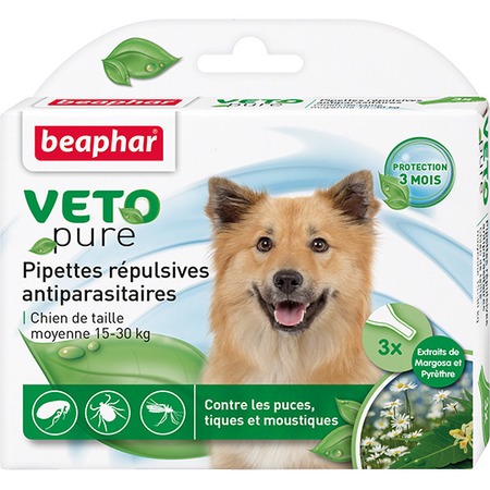 Капли Beaphar BIO SPOT ON для собак средних пород от блох, клещей и комаров с экстрактом маргозы и пиретрума - 3 пипетки фото 1