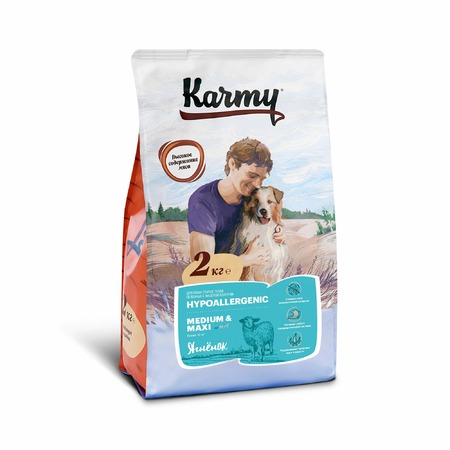 Karmy Hypoallergenic Medium & Maxi полнорационный сухой корм для собак средних и крупных пород при аллергии, с ягненком - 2 кг фото 1