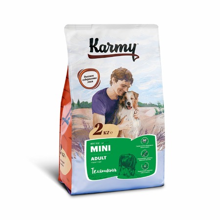 Karmy Mini Adult полнорационный сухой корм для собак мелких пород, с телятиной - 2 кг фото 1