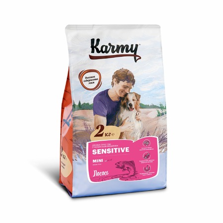 Karmy Mini Sensitive сухой корм для взрослых собак мелких пород с чувствительным пищеварением с лососем - 2 кг фото 1