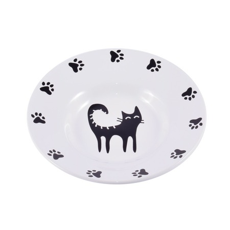КерамикАрт миска керамическая для кошек с рисунком, белая 140 мл фото 1