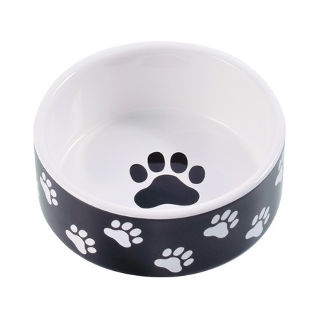 КерамикАрт миска керамическая для собак, черная с лапками 420 мл фото 1