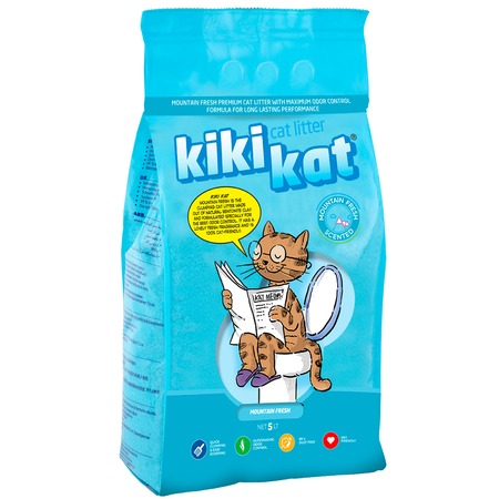 KikiKat комкующийся бентонитовый наполнитель для кошачьего туалета супер-белый с ароматом "Горная свежесть" - 5 л фото 1