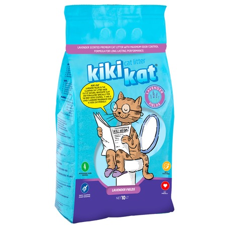 KikiKat комкующийся бентонитовый наполнитель для кошачьего туалета супер-белый с ароматом "Лаванда" - 10 л фото 1