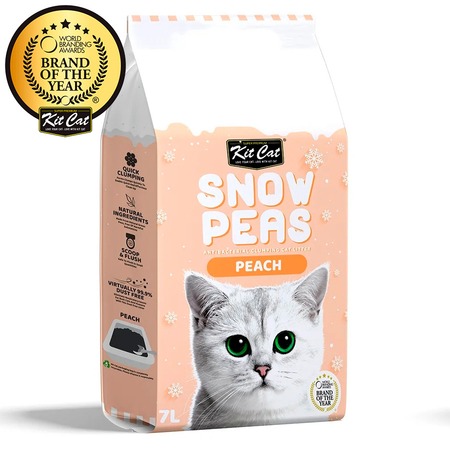 Kit Cat Snow Peas наполнитель для туалета кошки биоразлагаемый на основе горохового шрота с ароматом персика - 7 л фото 1