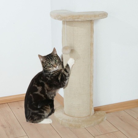 Когтеточка Trixie Lorca для кошек угловая 37х27х75 см с игрушкой бежевая фото 1