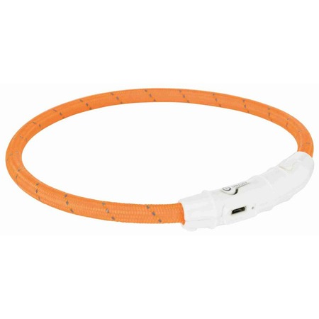 Trixie светящийся ошейник для собак мигающий, с USB M–L 45 см/ф7 мм оранжевое фото 1