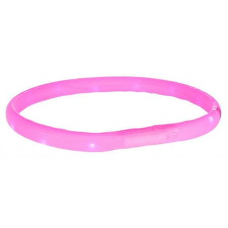 Trixie светящийся ошейник для собак, с USB L–XL 70 см/ф18 мм розовое фото 1