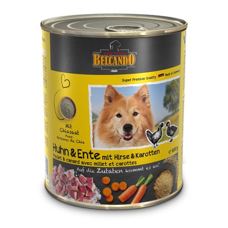 Консервы Belcando Super Premium с курицей, уткой, пшеном и морковью для взрослых собак - 800 г фото 1