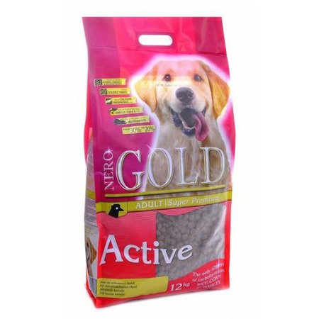 Nero Gold Adult Active сухой корм для собак с высокой активностью, с курицей и рисом - 12 кг фото 1