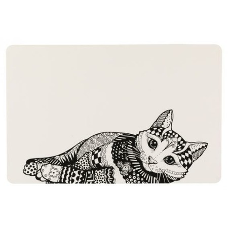 Коврик под миску Trixie для кошек 44×28 см бело-черный фото 1
