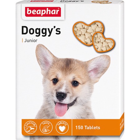 Лакомство Beaphar Doggy`s Junior для щенков витаминизированное сердечки - 150 таб фото 1