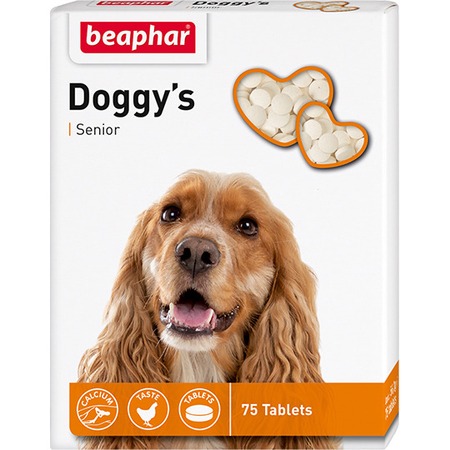 Лакомство Beaphar  Senior Doggy`s для собак старше 7 лет минеральное с L-карнитином - 75 таб фото 1