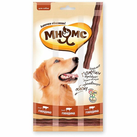 Мнямс лакомство для собак, лакомые палочки с говядиной - 15 г, 3 шт в упаковке фото 1