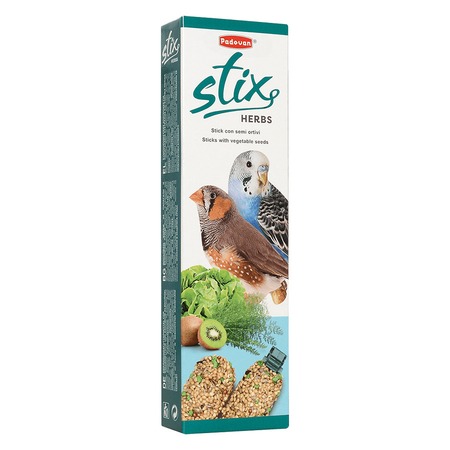 Лакомство палочки Padovan Stix Herbs для попугаев и экзотических птиц антистрессовые с травами - 80 г фото 1