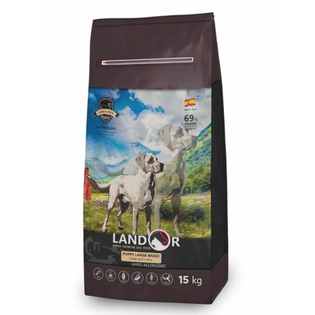 Landor Large Breed Dog полнорационный сухой корм для щенков крупных пород, с ягненком и рисом фото 1