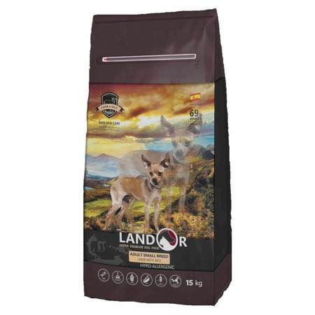 Landor полнорационный сухой корм для собак мелких пород, с ягненком и рисом фото 1