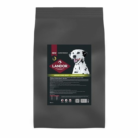 Landor сухой корм для взрослых собак cредних и крупных пород полнорационный, c индейкой и ягненком фото 1