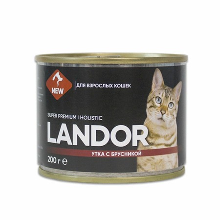 Landor полнорационный влажный корм для кошек, паштет с уткой и брусникой, в консервах фото 1