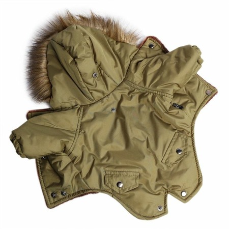 Lion Winter куртка-парка LP052 для собак мелких пород, унисекс, зимний, хаки - M (спина 25-26 см) фото 1