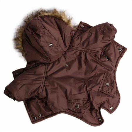 Lion Winter куртка-парка LP066 для собак мелких пород, унисекс, зимний, коричневый - L (спина 27-29 см) фото 1