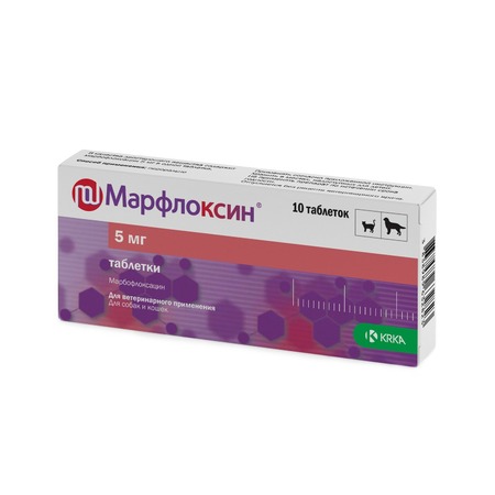 Марфлоксин (KRKA) антибактериальный препарат для кошек и собак 5 мг, 10 таблеток фото 1