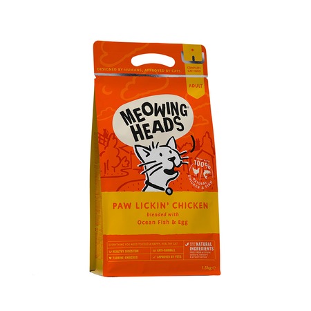 Meowing Heads Paw Lickin’ Chicken сухой корм для кошек, беззерновой, с курицей и рисом - 1,5 кг фото 1