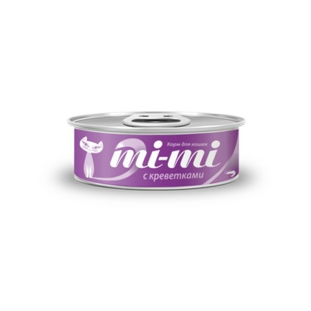 Mi-Mi полнорационный влажный корм для кошек, с тунцом и креветками, кусочки в желе, в консервах - 80 г фото 1