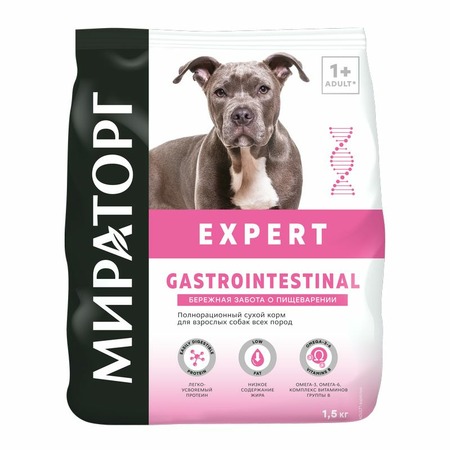 Мираторг Expert Gastrointestinal полнорационный сухой корм для собак «Бережная забота о пищеварении» - 1,5 кг фото 1