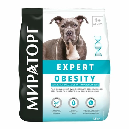 Мираторг Expert Obesity полнорационный сухой корм для собак «Бережная забота об оптимальном весе» - 1,5 кг фото 1