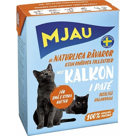 Mjau полнорационный влажный корм для кошек, мясной паштет с индейкой, тетра пак - 380 г фото 1