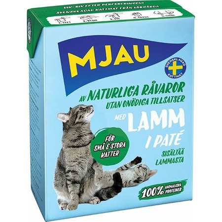 Mjau полнорационный влажный корм для кошек, мясной паштет с ягненком, тетра пак - 380 г фото 1