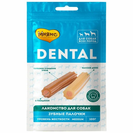 Мнямс Dental лакомство для собак "Зубные палочки" с говядиной - 100 г фото 1