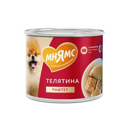 Мнямс Фитнес полнорационный влажный корм для собак, паштет с телятиной, в консервах - 200 г фото 1