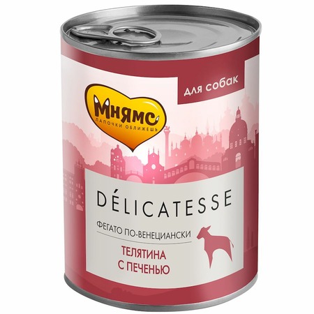 Мнямс Delicatesse "Фегато по-венециански" влажный корм для собак паштет из телятины с печенью, в консервах - 400 г х 12 шт фото 1