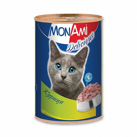 MonAmi влажный корм для кошек, фарш из цыпленка, в консервах - 350 г фото 1