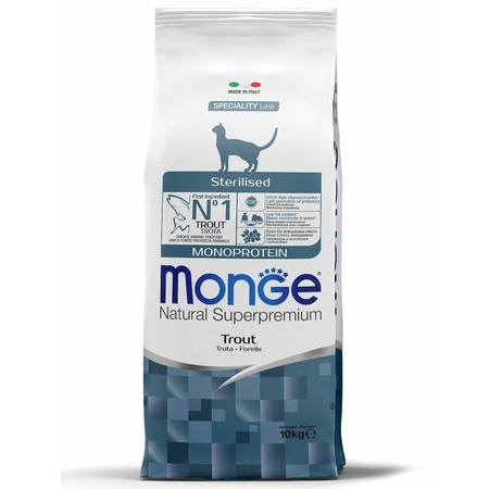 Monge Cat Speciality Line Monoprotein Sterilised сухой корм для стерилизованных кошек, с форелью - 10 кг фото 1