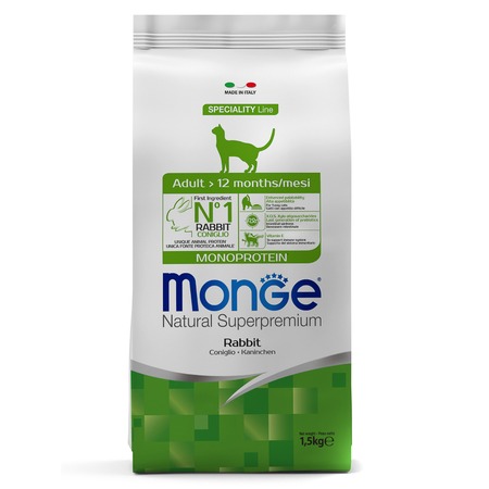 Monge Cat Speciality Line Monoprotein Adult полнорационный сухой корм для для кошек, с кроликом - 1,5 кг фото 1