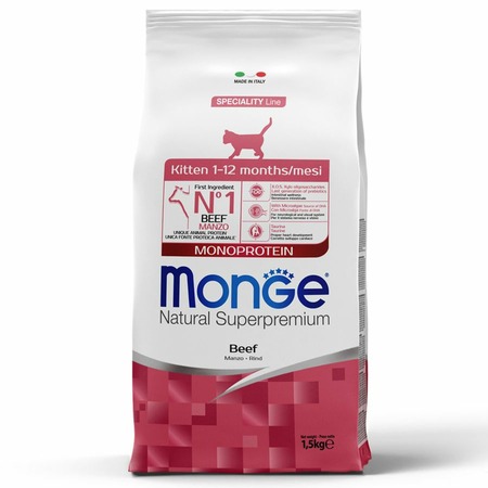 Monge Cat Speciality Line Monoprotein полнорационный сухой корм для котят и беременных кошек, с говядиной фото 1