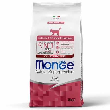 Monge Cat Speciality Line Monoprotein полнорационный сухой корм для котят и беременных кошек, с говядиной - 400 г фото 1