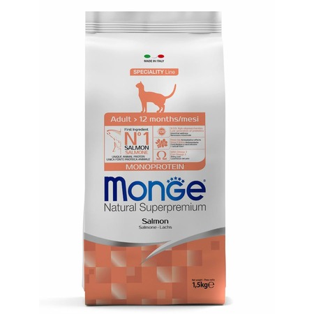 Monge Cat Speciality Line Monoprotein Adult полнорационный сухой корм для кошек, с лососем фото 1
