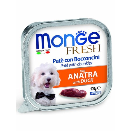 Monge Dog Fresh полнорационный влажный корм для собак, с уткой, кусочки в паштете, в ламистерах - 100 г фото 1