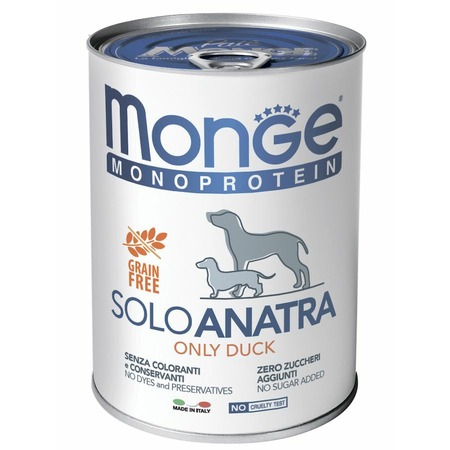 Monge Dog Monoprotein Solo полнорационный влажный корм для собак, беззерновой, паштет со свининой, в консервах - 400 г фото 1