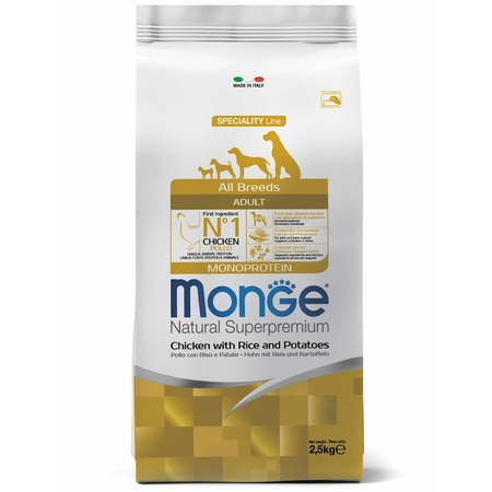 Monge Dog Speciality Line Monoprotein полнорационный сухой корм для собак, с курицей, рисом и картофелем- 2,5 кг фото 1
