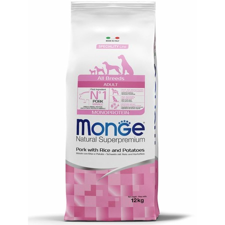 Monge Dog Speciality Line Monoprotein полнорационный сухой корм для собак, со свининой, рисом и картофелем фото 1